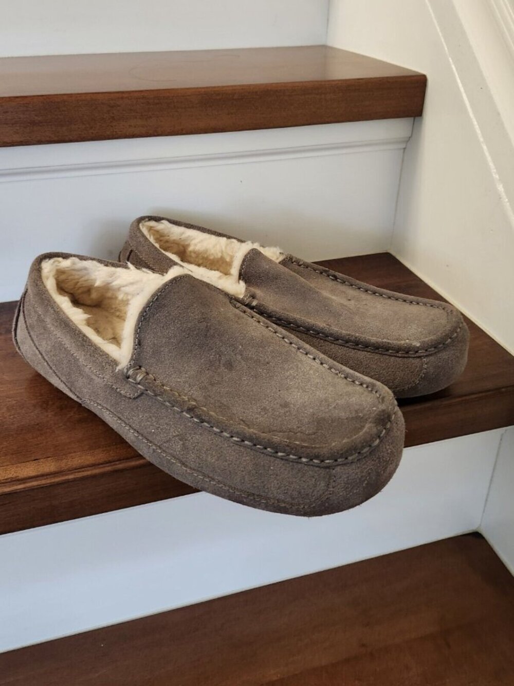 Ugg men's ascot suede sherpa fur lined moccasin loafer in size US 11